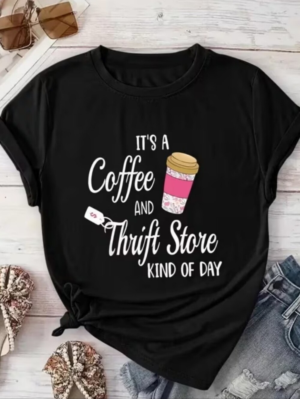 'It's a Coffee and Thrift Store Kind of Day' Graphic Tee - Picture 3 of 4